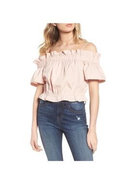 BP. Cold Shoulder Ruffle Trim Top